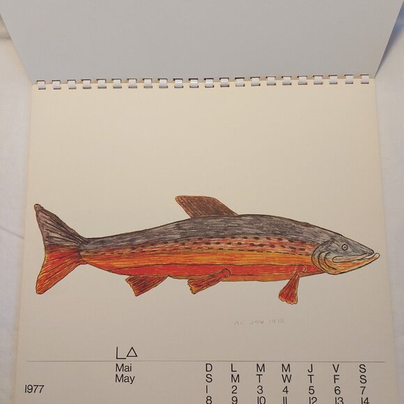 Eskimo Lithograph Calendar 1977 Arctic Quebec Canada Inuit Art vtg 12pics ExCond - Picture 3 of 14